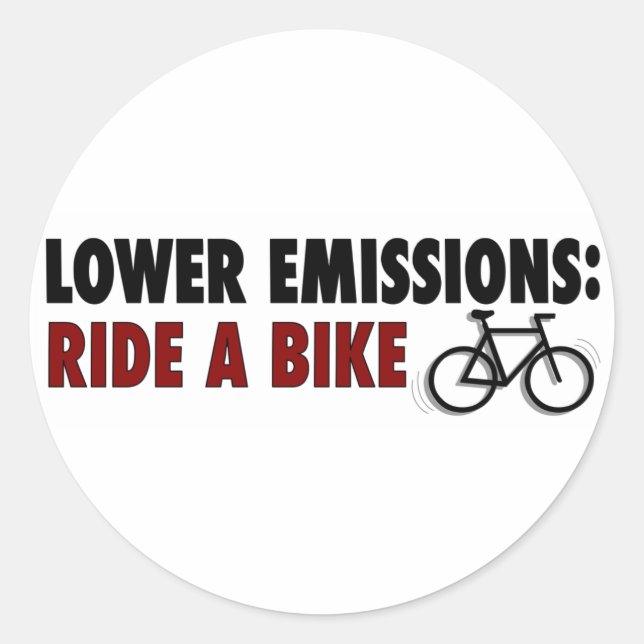 Lower Emissions Ride A Bike Classic Round Sticker (Front)