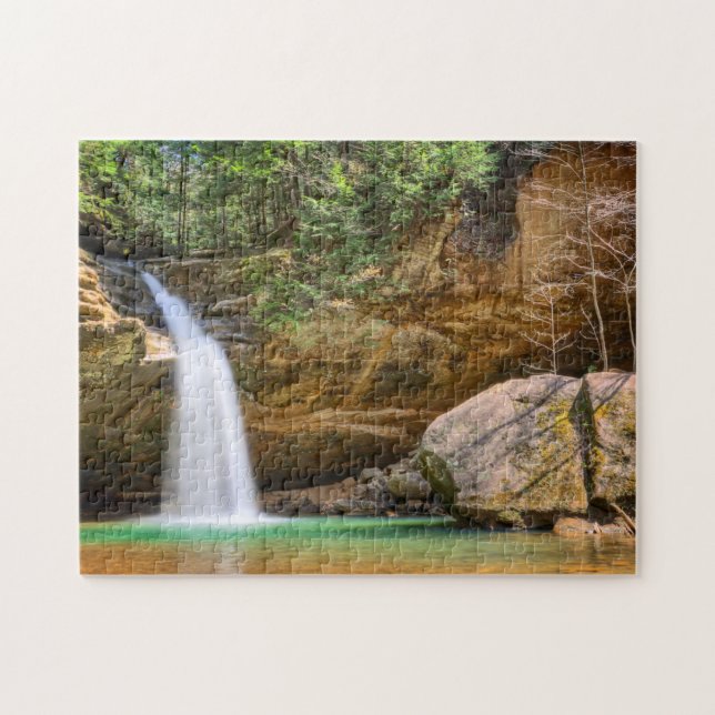 Lower Falls at Old Man's Cave in Hocking Hills Jigsaw Puzzle (Horizontal)