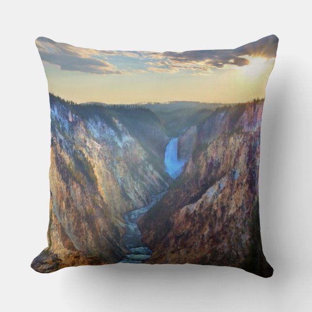 Lower Falls from Artist's Point Throw Pillow (Front)