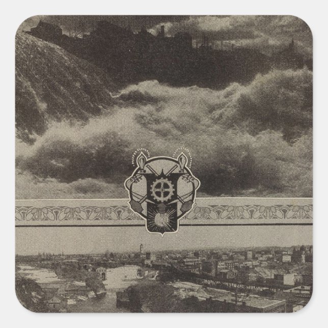 Lower Falls, Spokane Square Sticker (Front)