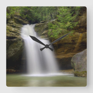 Lower Falls Waterfall at Hocking Hills Ohio Square Wall Clock