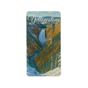 LOWER FALLS, YELLOWSTONE NATIONAL PARK LABEL