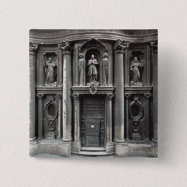 Lower half of the facade, 1637-41 2 inch square button (Front)