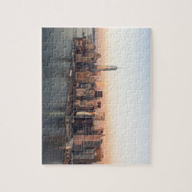 Lower Manhattan Sunset WTC Freedom Tower NYC Jigsaw Puzzle (Vertical)