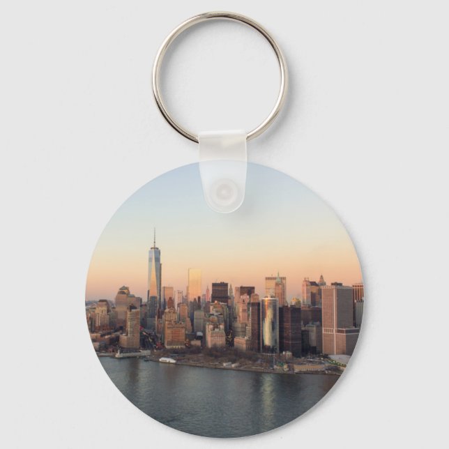 Lower Manhattan Sunset WTC Freedom Tower NYC Keychain (Front)