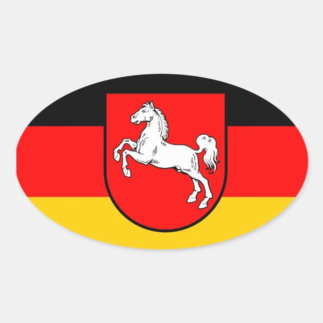 Lower Saxony flag with coat of arms Oval Sticker (Front)