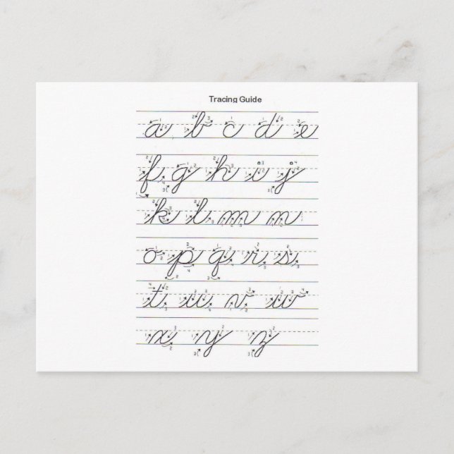 Lowercase Cursive Guide Postcard (Front)