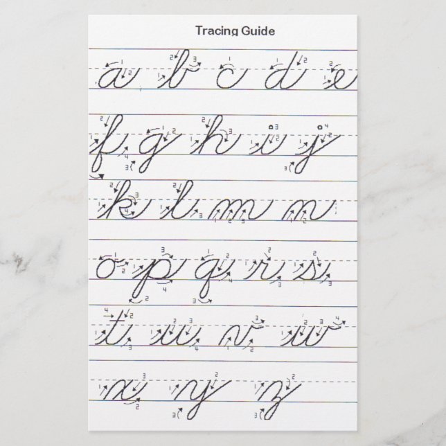 Lowercase Cursive Guide Stationery (Front)