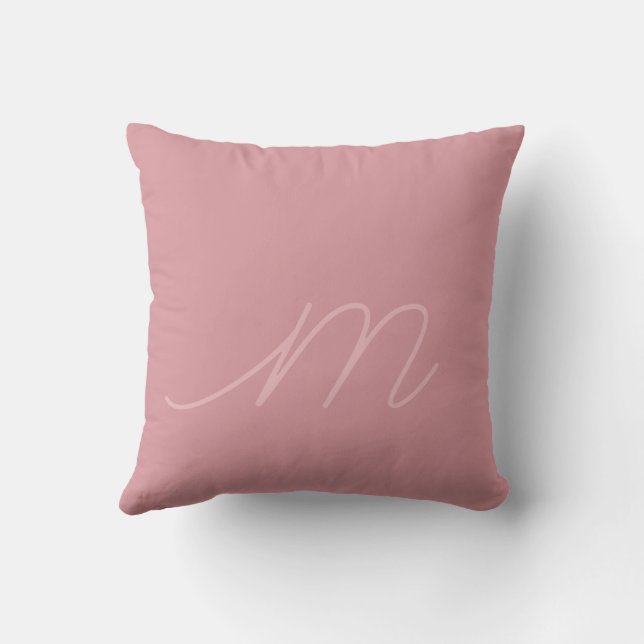 Lowercase Script Letter Pink Throw Pillow (Back)