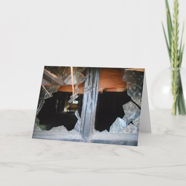 "Lowertown Depot Broken Window #1" Get Well Card (Front)