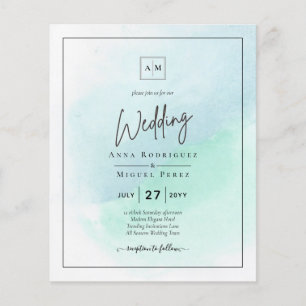 Lowest BUDGET All-in-1 Teal Wedding Monogram Flyer
