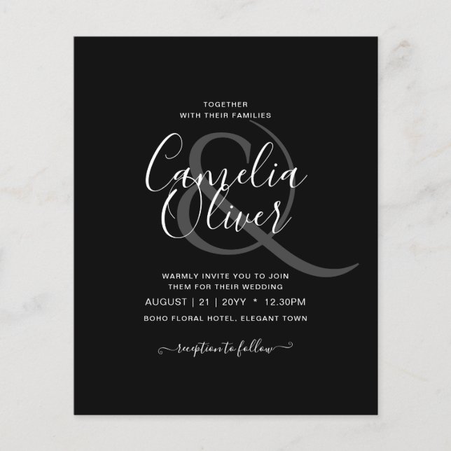 LOWEST BUDGET Calligraphy Ampersand Wedding Flyer (Front)