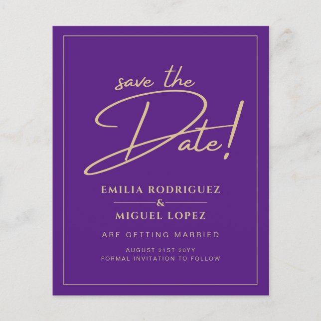 Lowest BUDGET GOLD TEXT Modern Save The Dates Flyer (Front)