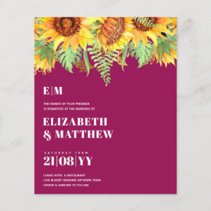Lowest Budget Magenta Wedding FLYERS Sunflowers