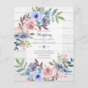 LOWEST BUDGET Pink Blue Flowers Wedding Invitation Flyer