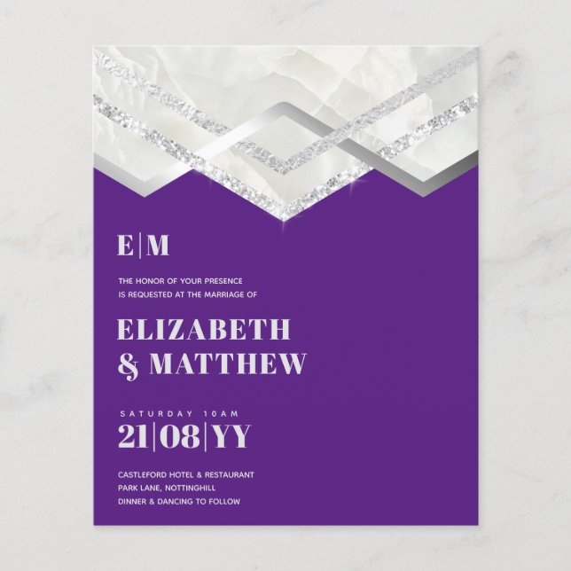 Lowest BUDGET Purple Silver Wedding FLYER (Front)