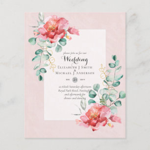 LOWEST BUDGET Red Floral Eucalyptus WEDDING Invite Flyer