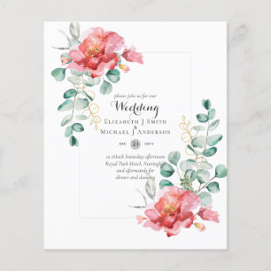 LOWEST BUDGET Red Floral Eucalyptus WEDDING Invite Flyer