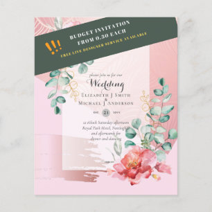 LOWEST BUDGET Red Floral Eucalyptus WEDDING Invite Flyer