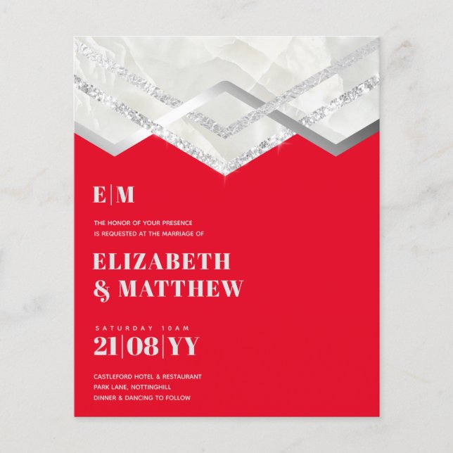 Lowest BUDGET Red Silver Wedding FLYER (Front)