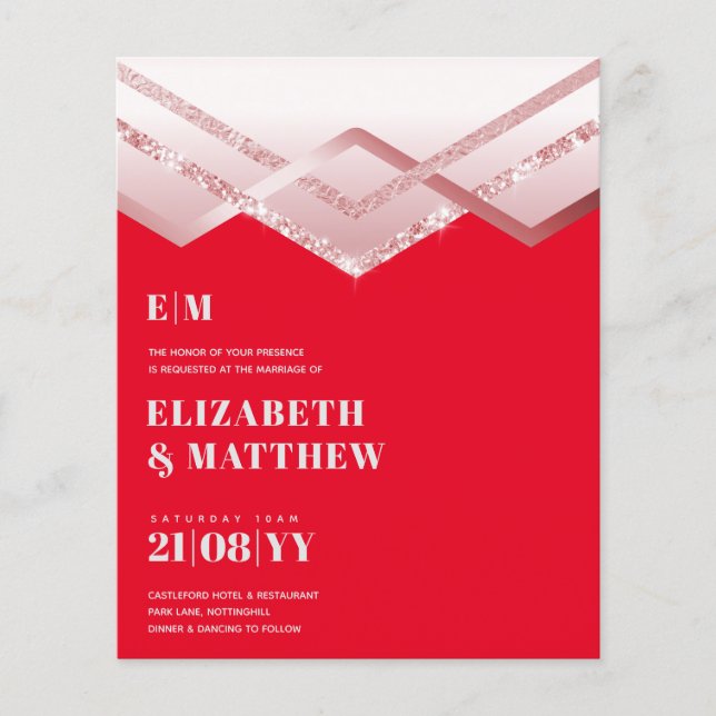 Lowest Budget Wedding FLYER Invite Glam Deco Chic (Front)