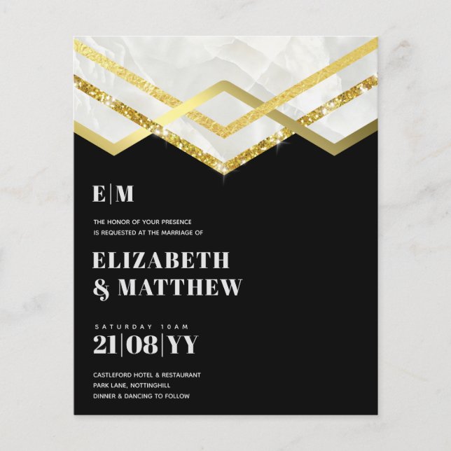 Lowest Budget Wedding FLYER Invite Glam Deco Chic (Front)
