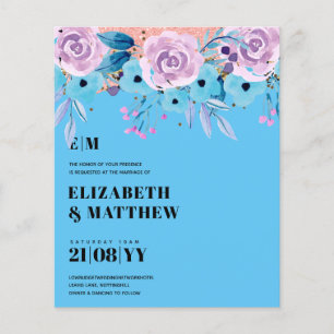 Lowest Budget Wedding FLYERS Blue Purple Flowers