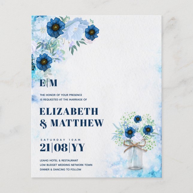 Lowest Budget Wedding FLYERS Boho Floral (Front)