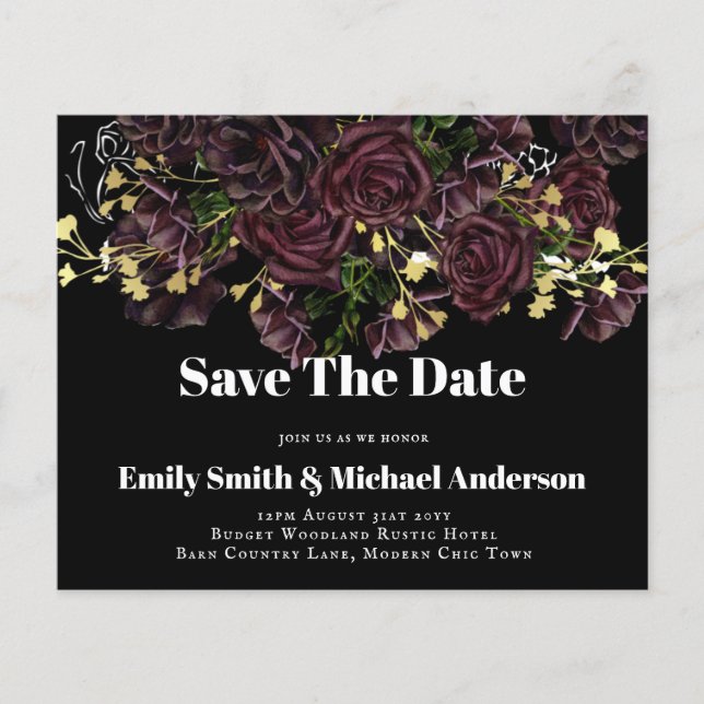 Lowest Budget Wedding FLYERS Dark Plum Marsala (Front)