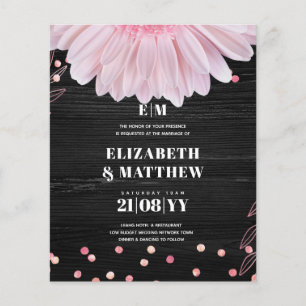 Lowest Budget Wedding FLYERS Pink Black Daisy