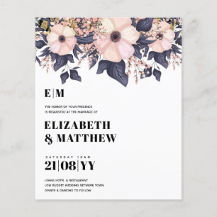Lowest Budget Wedding FLYERS Pink Blue Floral