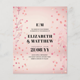 Lowest Budget Wedding FLYERS Rosegold Confetti