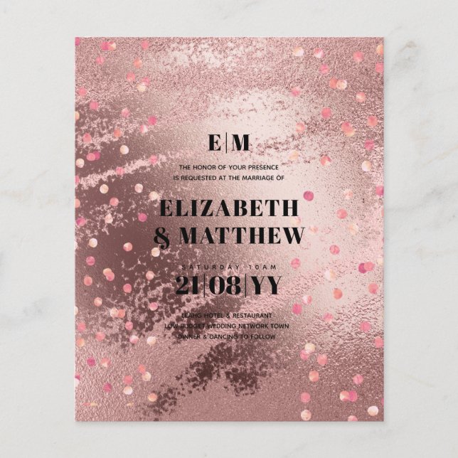 Lowest Budget Wedding FLYERS Rosegold Metallic (Front)