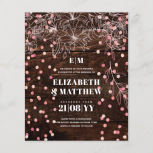 Lowest Budget Wedding FLYERS Rustic Rosegold