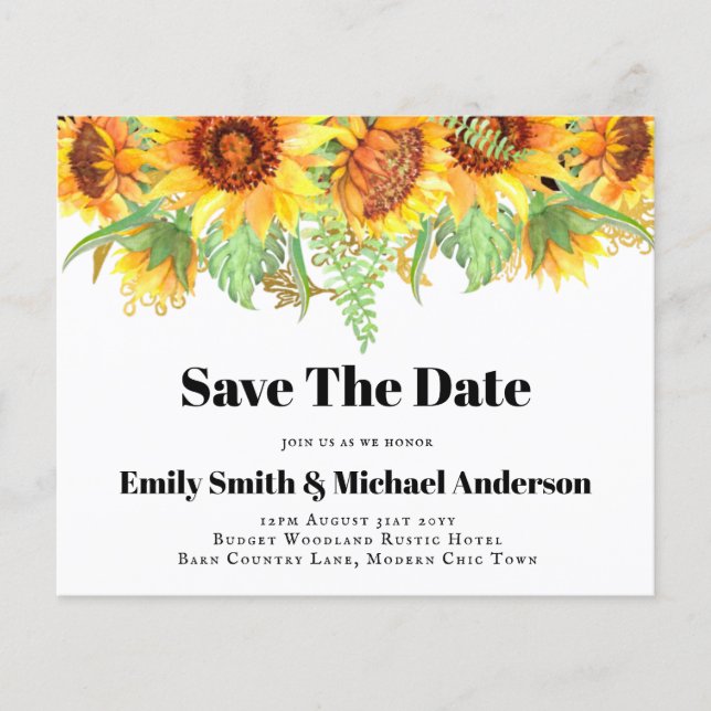 Lowest Budget Wedding FLYERS Sunflowers (Front)