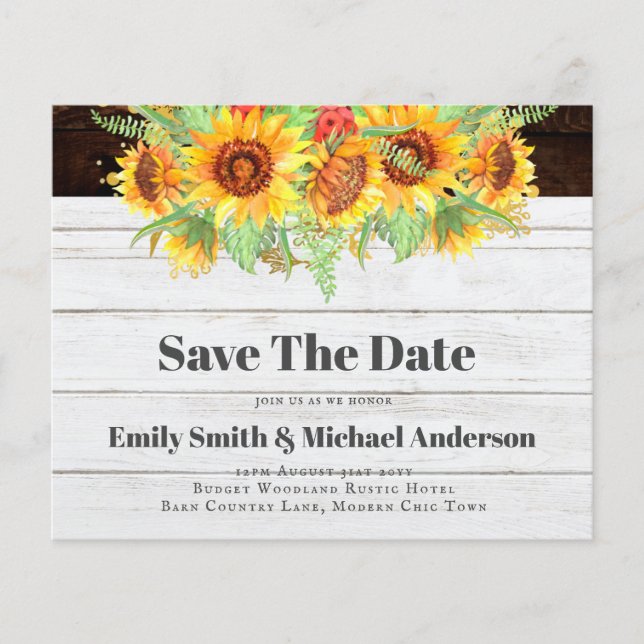 Lowest Budget Wedding FLYERS Sunflowers (Front)
