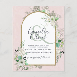 Lowest BUDGET White Roses Wedding Invites Arch Flyer