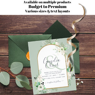 Lowest BUDGET White Roses Wedding Invites Arch Flyer