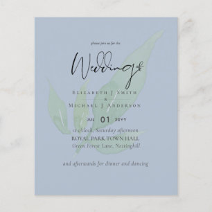 LOWEST PRICED Botanical Dusty Blue Wedding Flyer