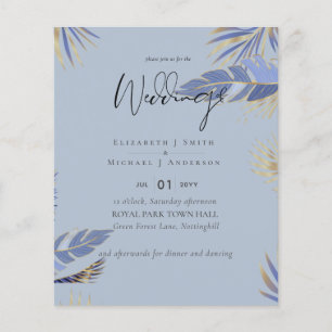 LOWEST PRICED Dusty Blue TROPICAL Leaf Wedding Flyer