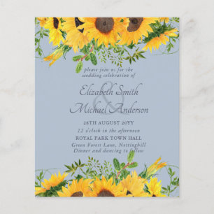 LOWEST PRICED Rustic Sunflower Dusty Blue Wedding  Flyer