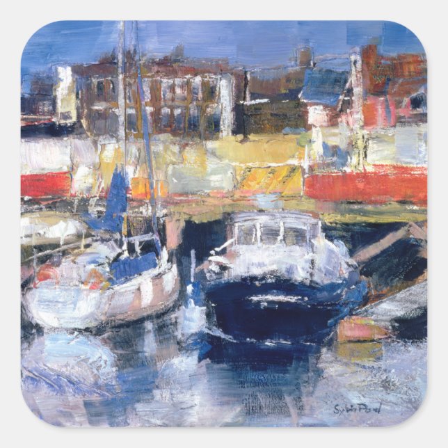 Lowestoft Harbour View Square Sticker (Front)