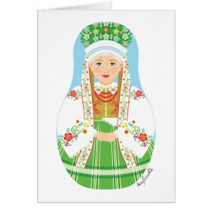 Łowicz Pole Bride Matryoshka Card
