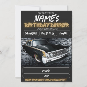 Lowrider Birthday Invitation, Chicano 90s Birthday Invitation