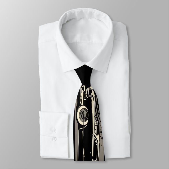 Lowrider Car Flow Fire Necktie (Black) (Tied)