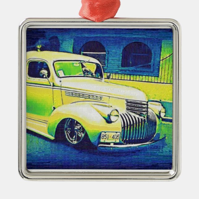 Lowrider Vintage Automobile Metal Ornament (Front)