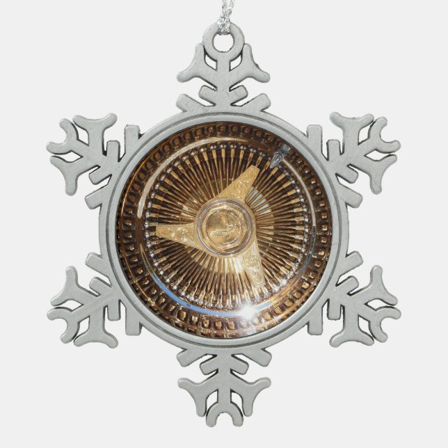 Lowrider Wire Wheels Snowflake Framed Ornament (Front)