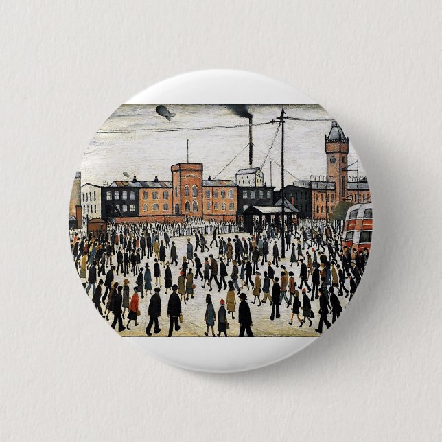lowry going to work design 2 inch round button (Front)
