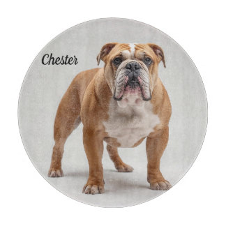 Loyal Bulldog Personalized Round Glass Cutting Boa Board