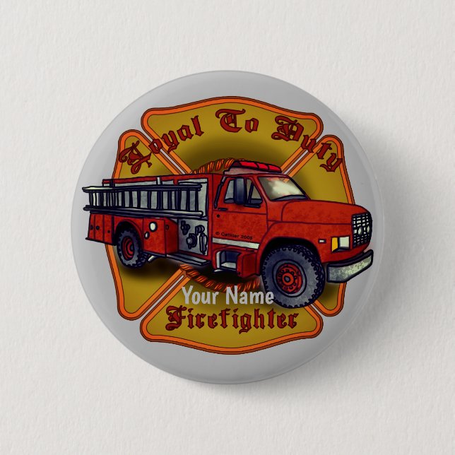Loyal Firefighter Firetruck  pin  (Front)